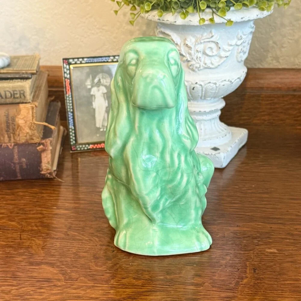 Vintage Shawnee Pottery Cocker Spaniel Planter in mint green - Picture 5 of 13